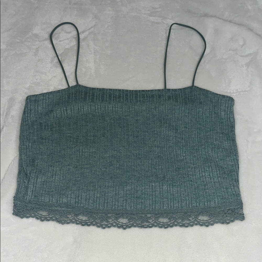 Teal Lace Trim Cami Top